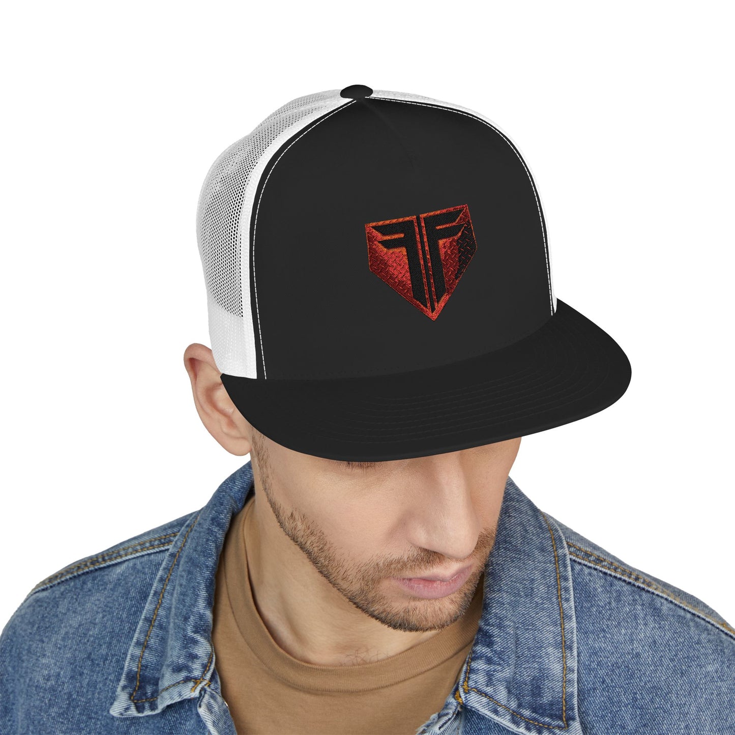 Embroidered Trucker Cap with Bold Design, Cool Casual Hat for Men, Summer Accessory, Gift for Him, Outdoor Adventure Wear