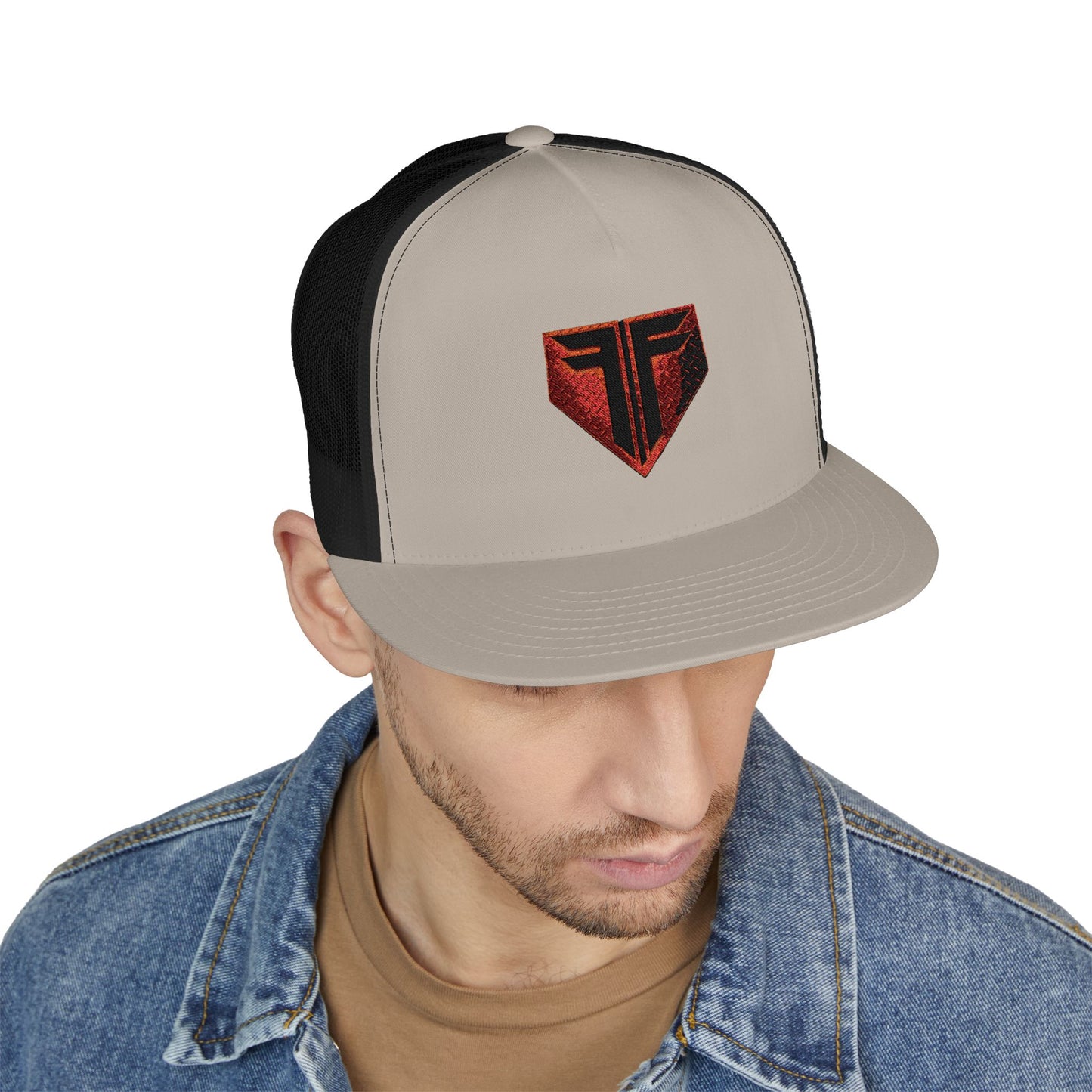 Embroidered Trucker Cap with Bold Design, Cool Casual Hat for Men, Summer Accessory, Gift for Him, Outdoor Adventure Wear