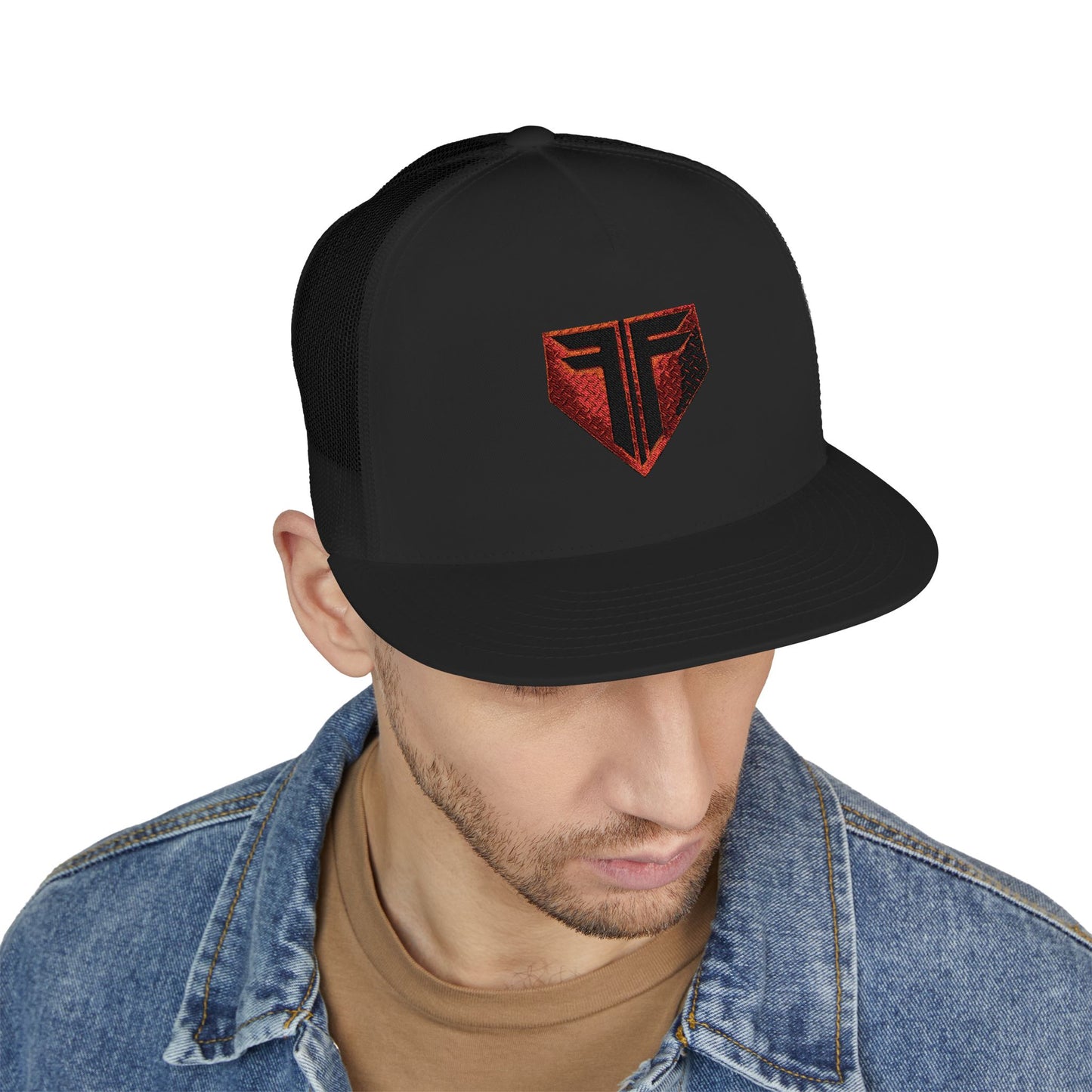 Embroidered Trucker Cap with Bold Design, Cool Casual Hat for Men, Summer Accessory, Gift for Him, Outdoor Adventure Wear