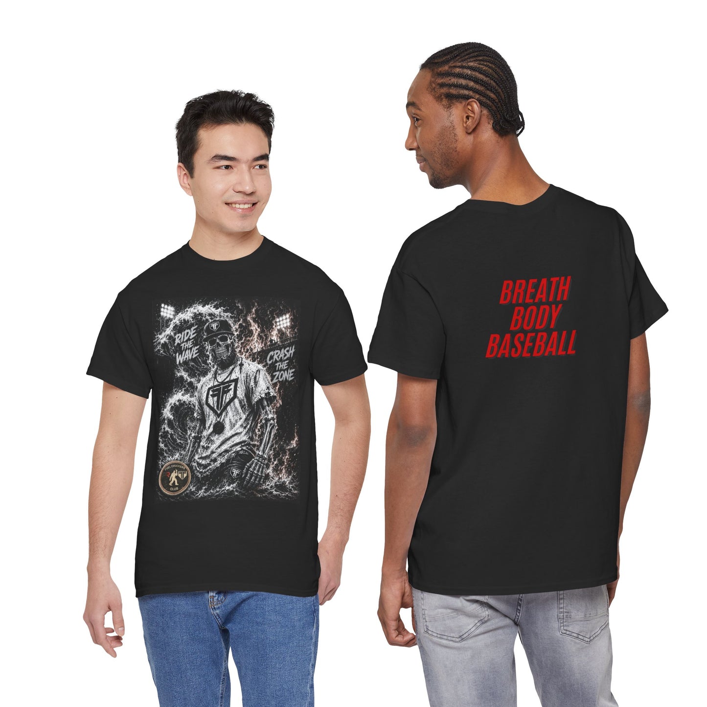 Breath Body Baseball Graphic Tee — Ride Wave Crash Zone Skate Baseball Shirt
