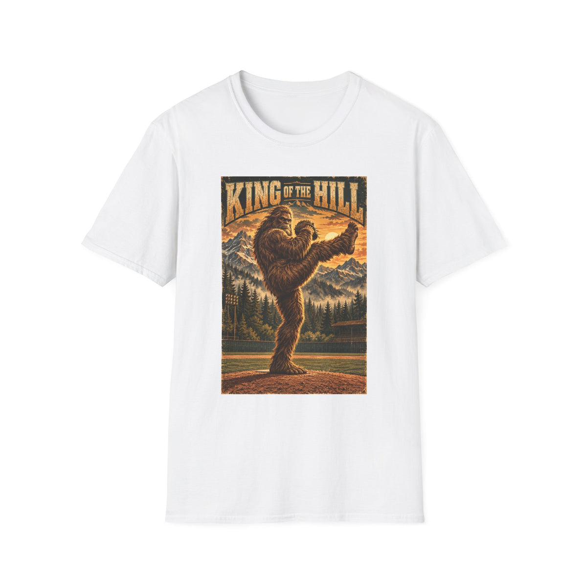 King of the Hill Bigfoot T-Shirt – Vintage Sasquatch Forest Graphic Tee