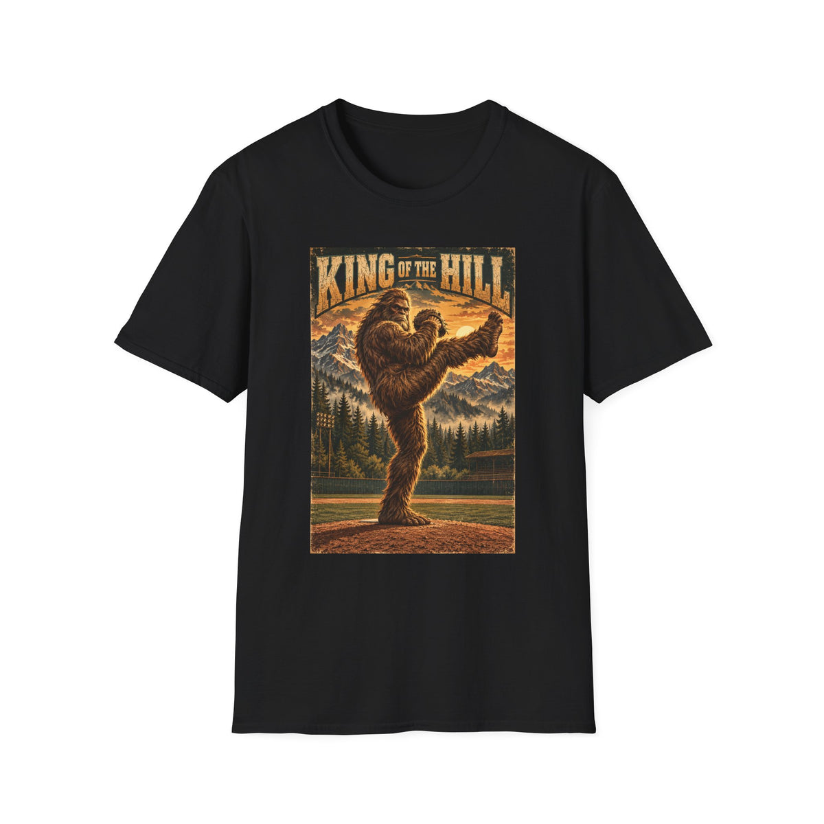 King of the Hill Bigfoot T-Shirt – Vintage Sasquatch Forest Graphic Tee