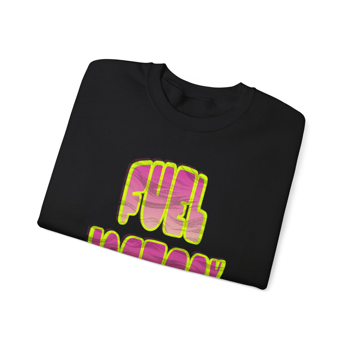 Crewneck Sweatshirt — 'Fuel Factory' Retro Bubble Graphic, Neon Pink & Yellow