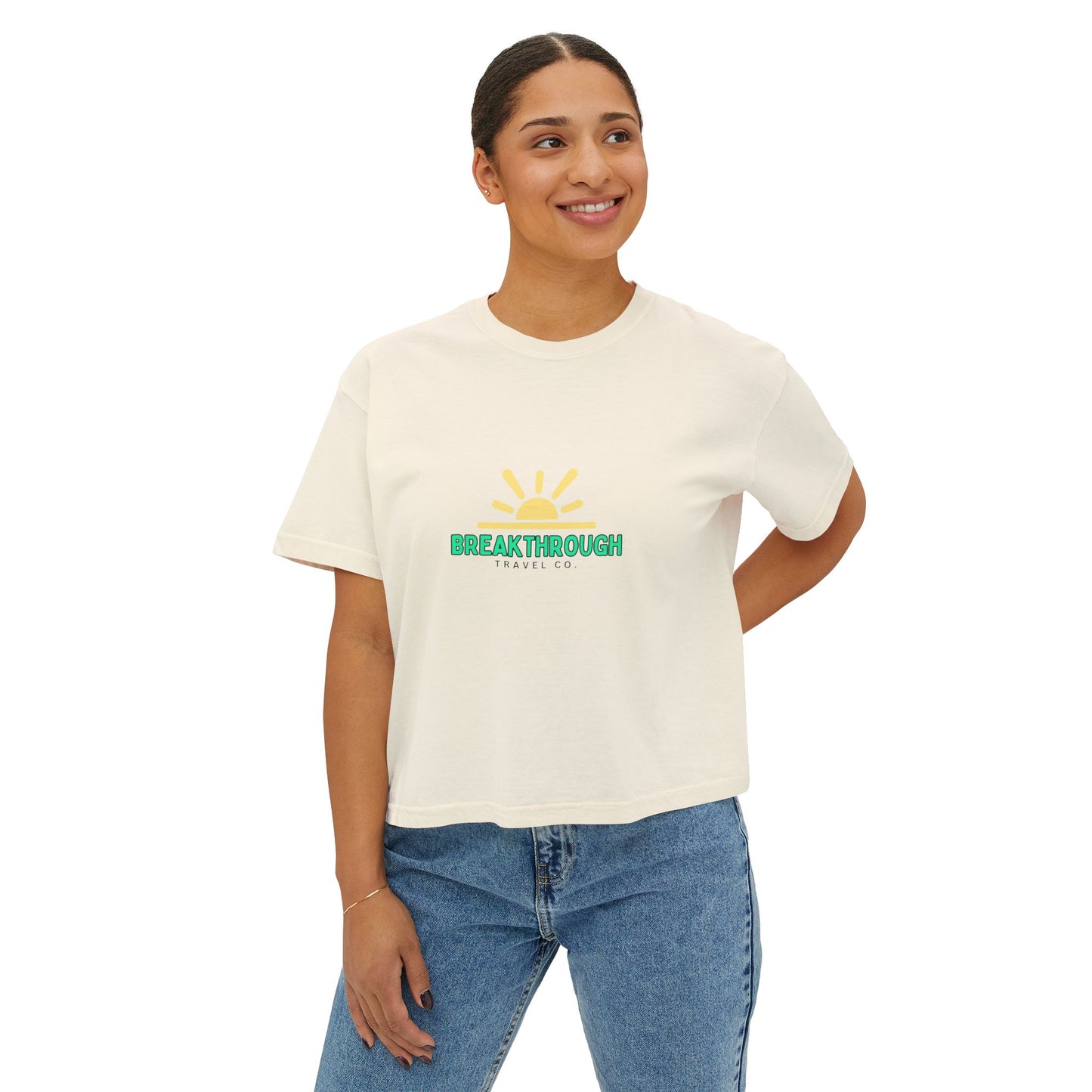 Breakthrough Sunrise Women's Boxy Tee — Minimal Positive Graphic Tee