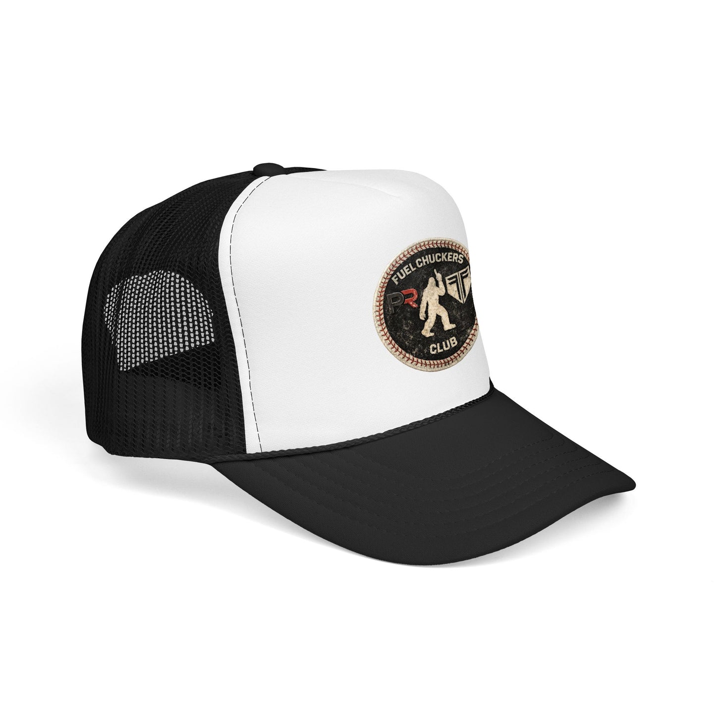 Fuel Chuckers Club Foam Trucker Hat – Retro Patch Bigfoot Design