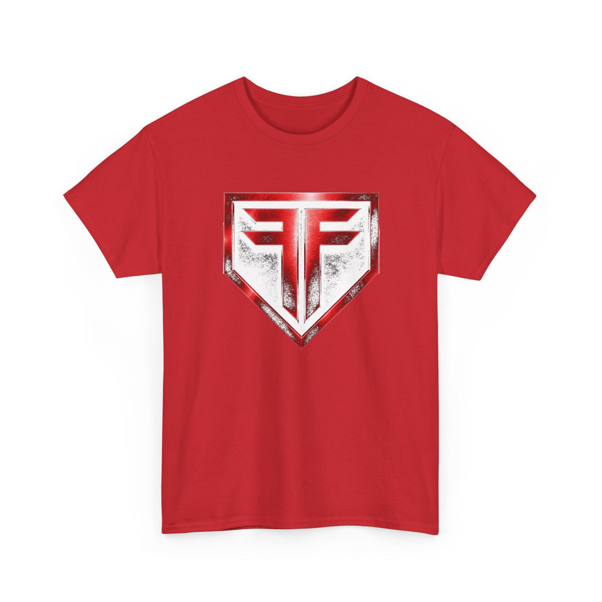 Hero Shield Tee — Red & White Emblem Graphic T-Shirt