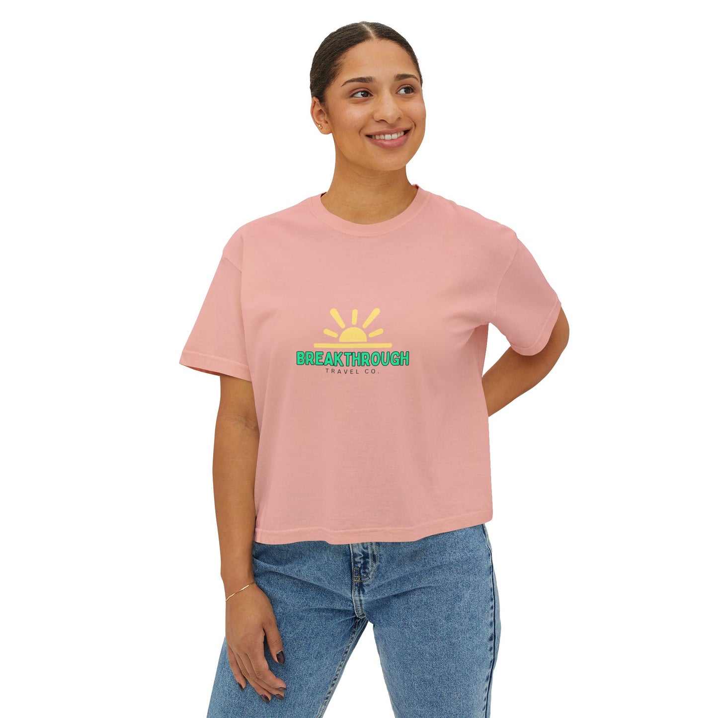 Breakthrough Sunrise Women's Boxy Tee — Minimal Positive Graphic Tee