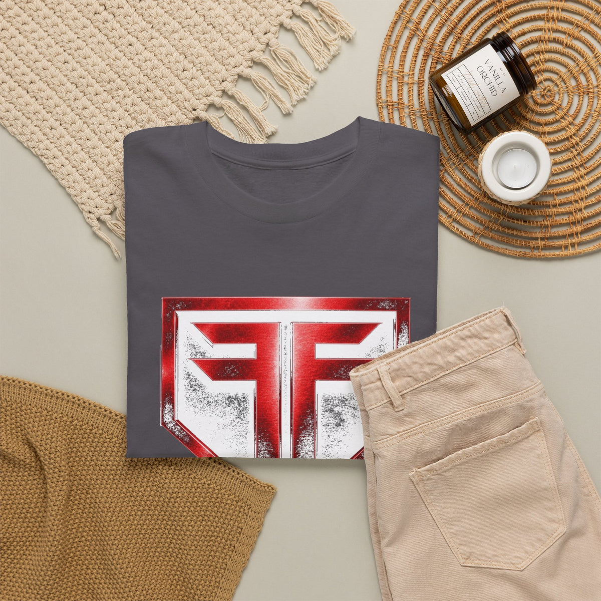 Hero Shield Tee — Red & White Emblem Graphic T-Shirt