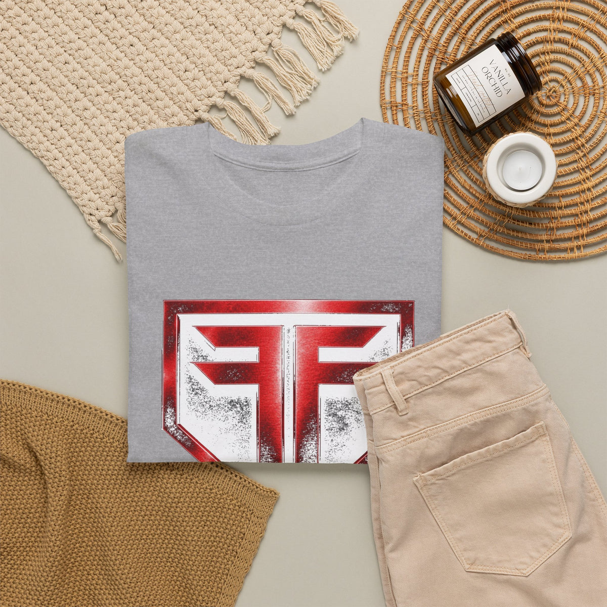 Hero Shield Tee — Red & White Emblem Graphic T-Shirt