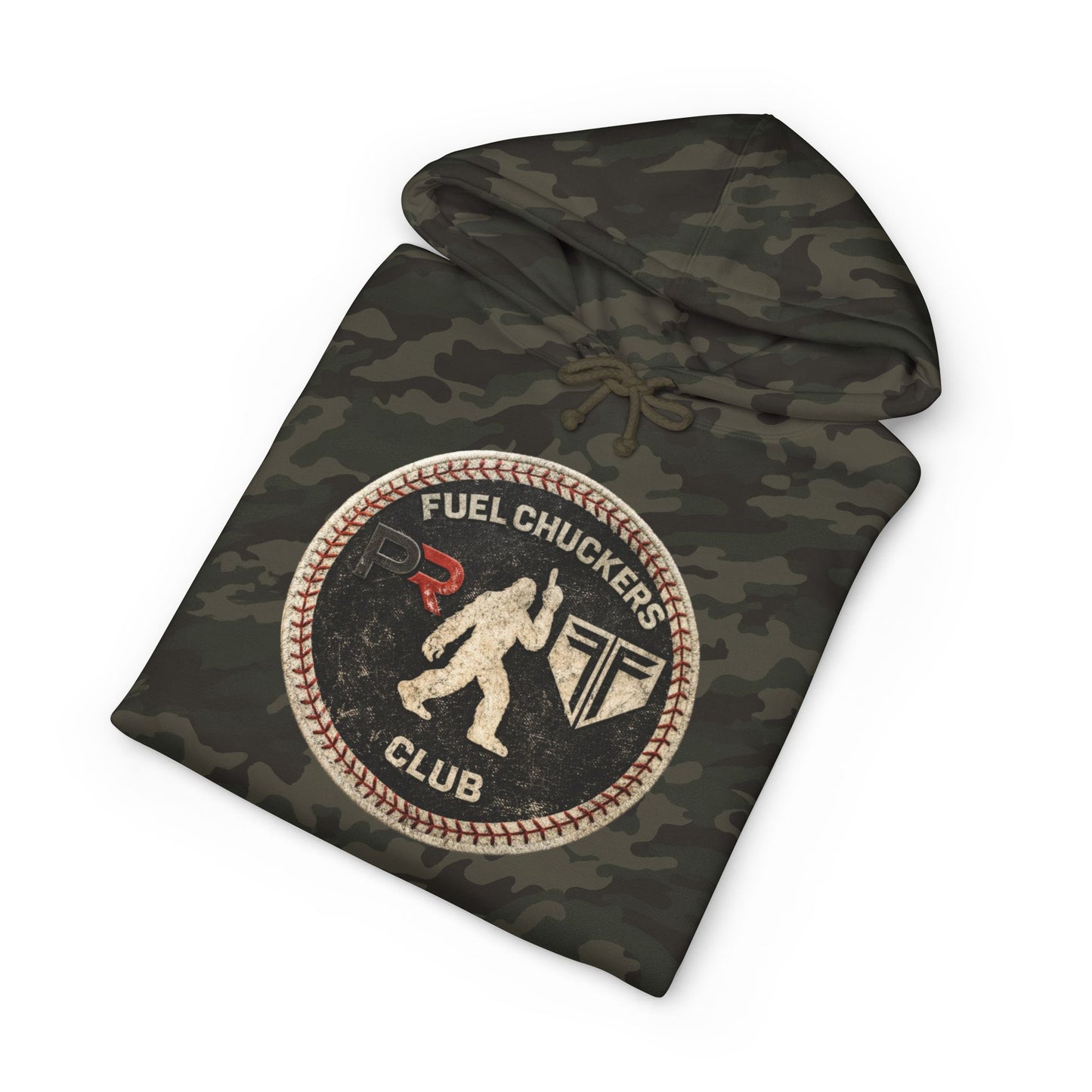 Fuel Chuckers Club Hoodie – Vintage Gas Can Patch Graphic Hooded Sweatshirt