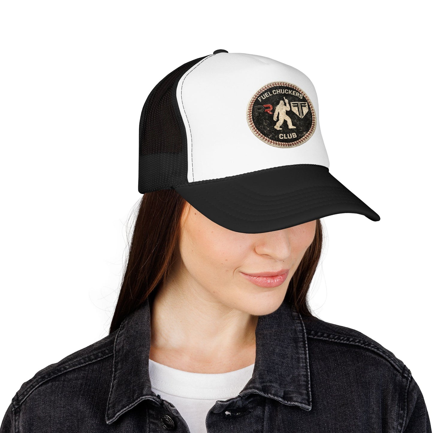 Fuel Chuckers Club Foam Trucker Hat – Retro Patch Bigfoot Design