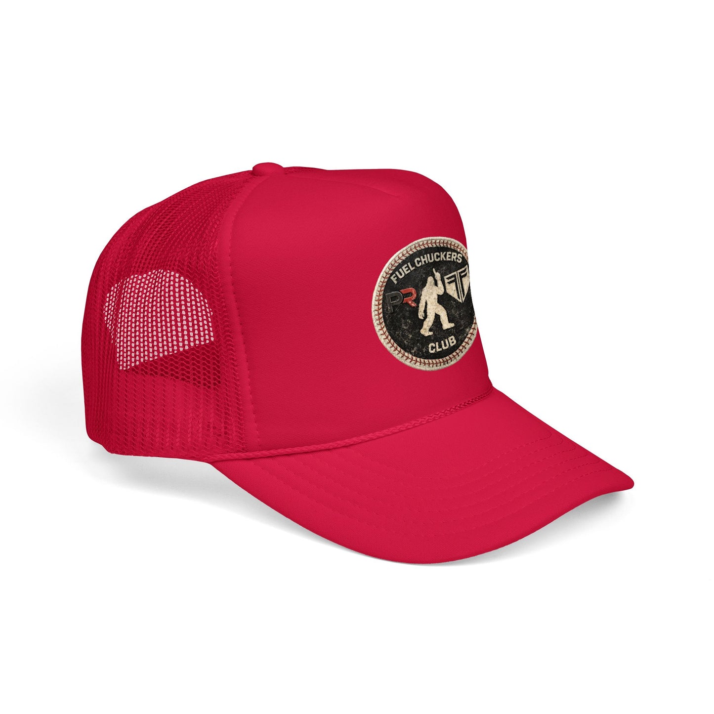 Fuel Chuckers Club Foam Trucker Hat – Retro Patch Bigfoot Design