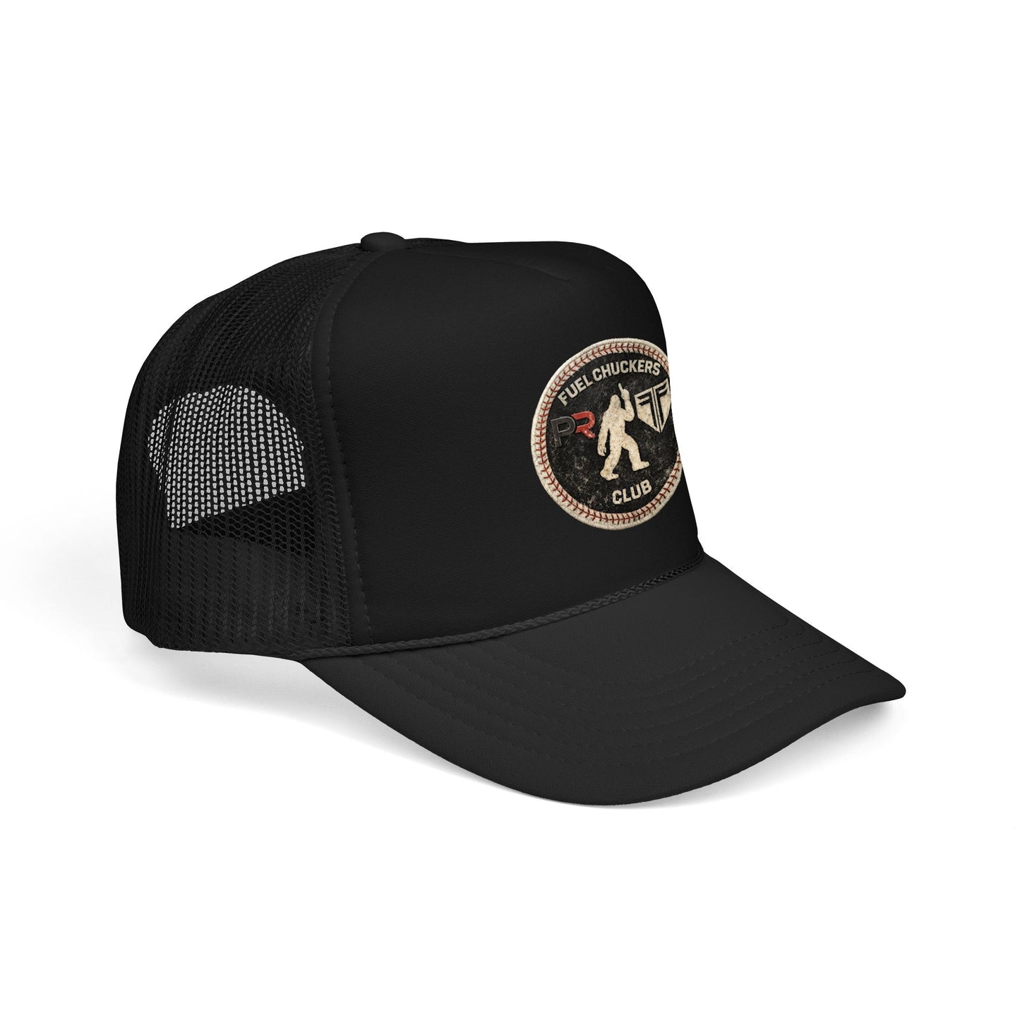 Fuel Chuckers Club Foam Trucker Hat – Retro Patch Bigfoot Design