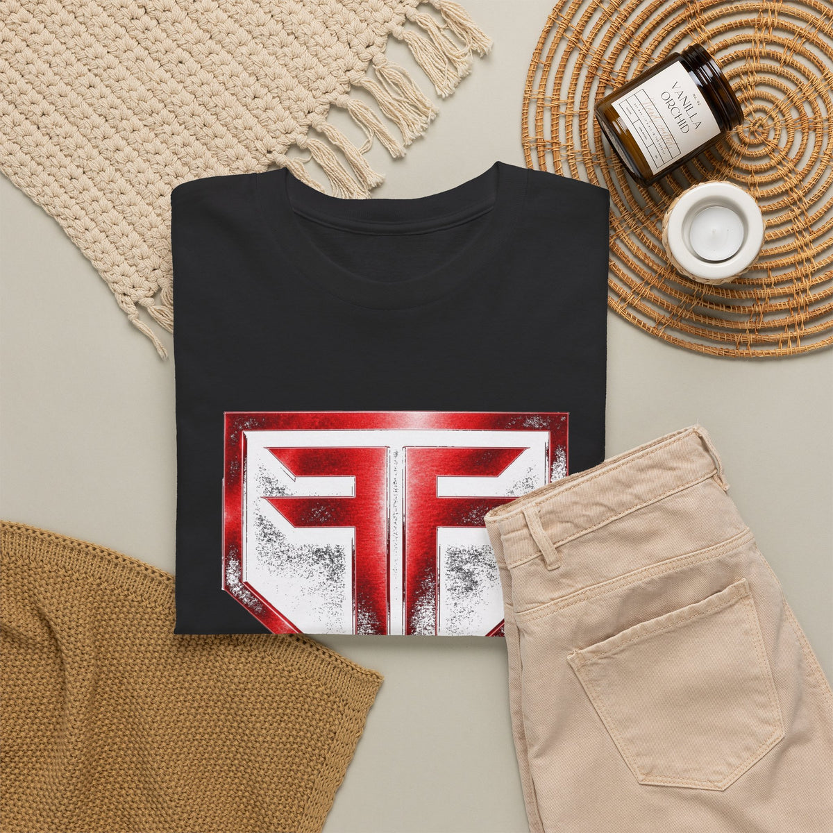 Hero Shield Tee — Red & White Emblem Graphic T-Shirt