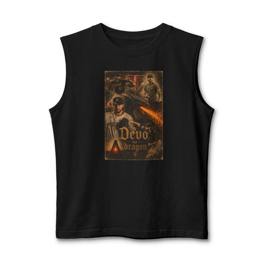 Dragon Baseball Muscle Tank — 'Devo the Dragon' Vintage Fantasy Graphic