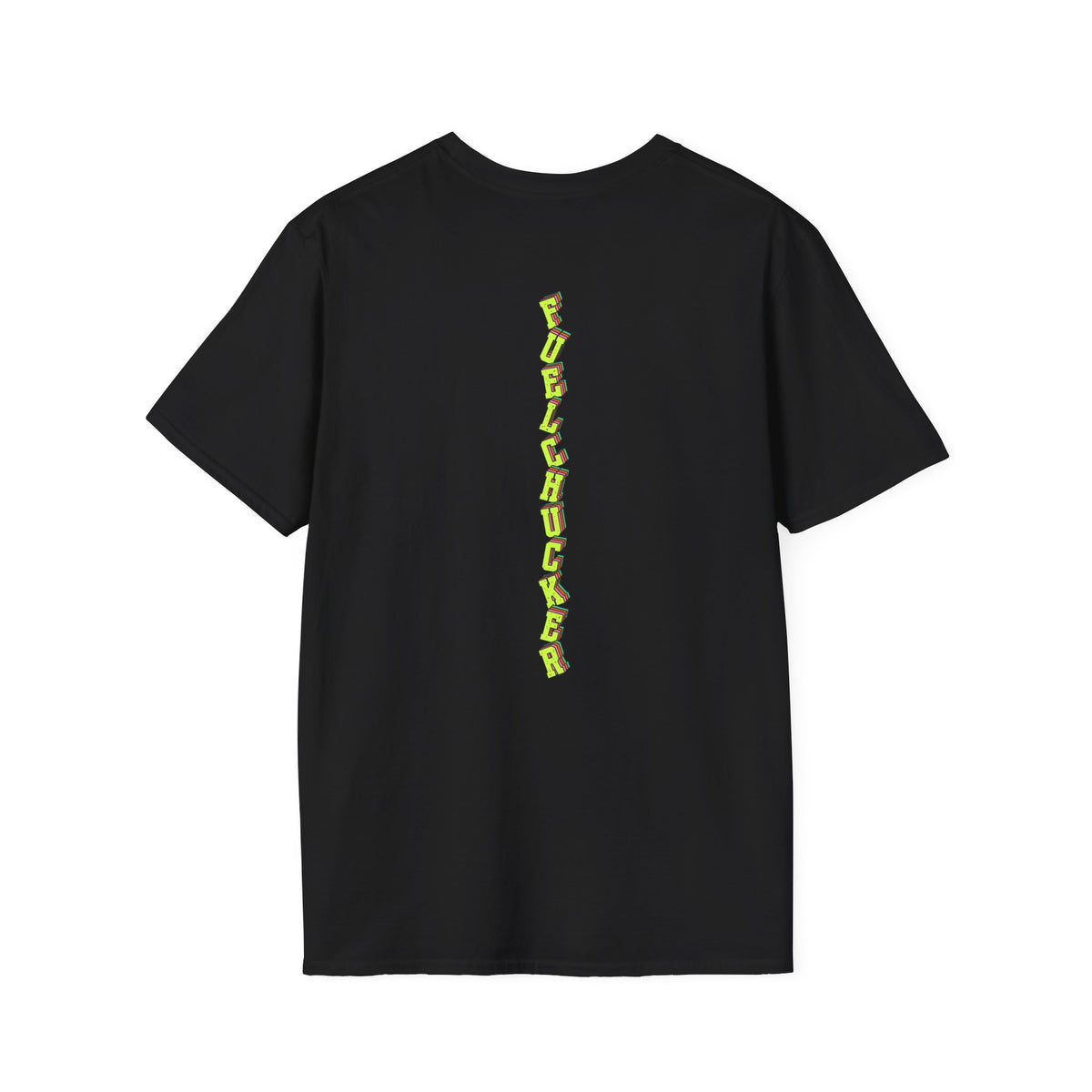 Fuelchucker Lingo ``Vertical Logo T‑Shirt — Bold Neon Graphic Tee