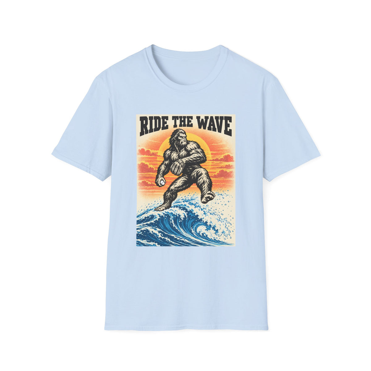 Ride The Wave Bigfoot T-Shirt — Vintage Surf Sasquatch Graphic Tee