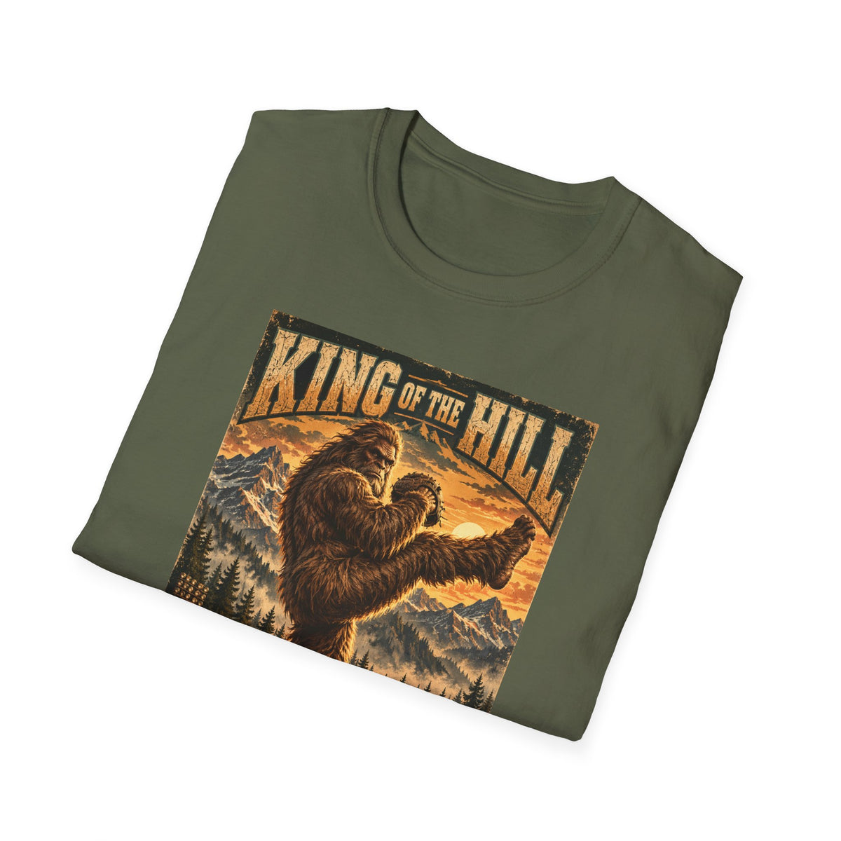 King of the Hill Bigfoot T-Shirt – Vintage Sasquatch Forest Graphic Tee