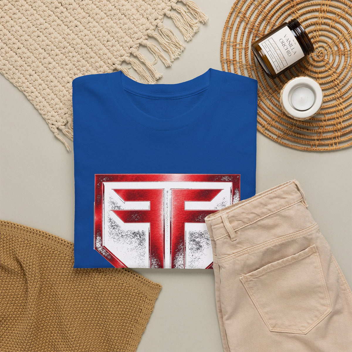 Hero Shield Tee — Red & White Emblem Graphic T-Shirt