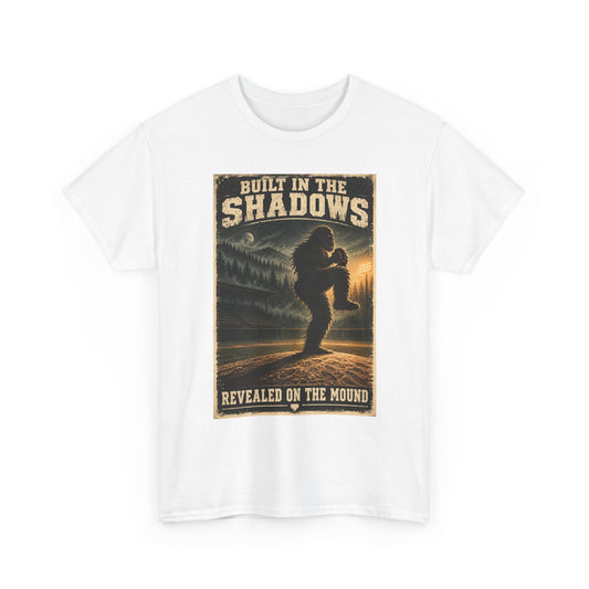 Bigfoot Poster Tee — "Built in the Shadows, Revealed on the Mound" Graphic T‑Shirt