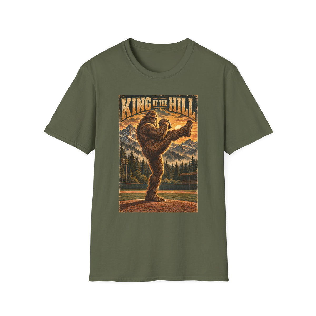 King of the Hill Bigfoot T-Shirt – Vintage Sasquatch Forest Graphic Tee