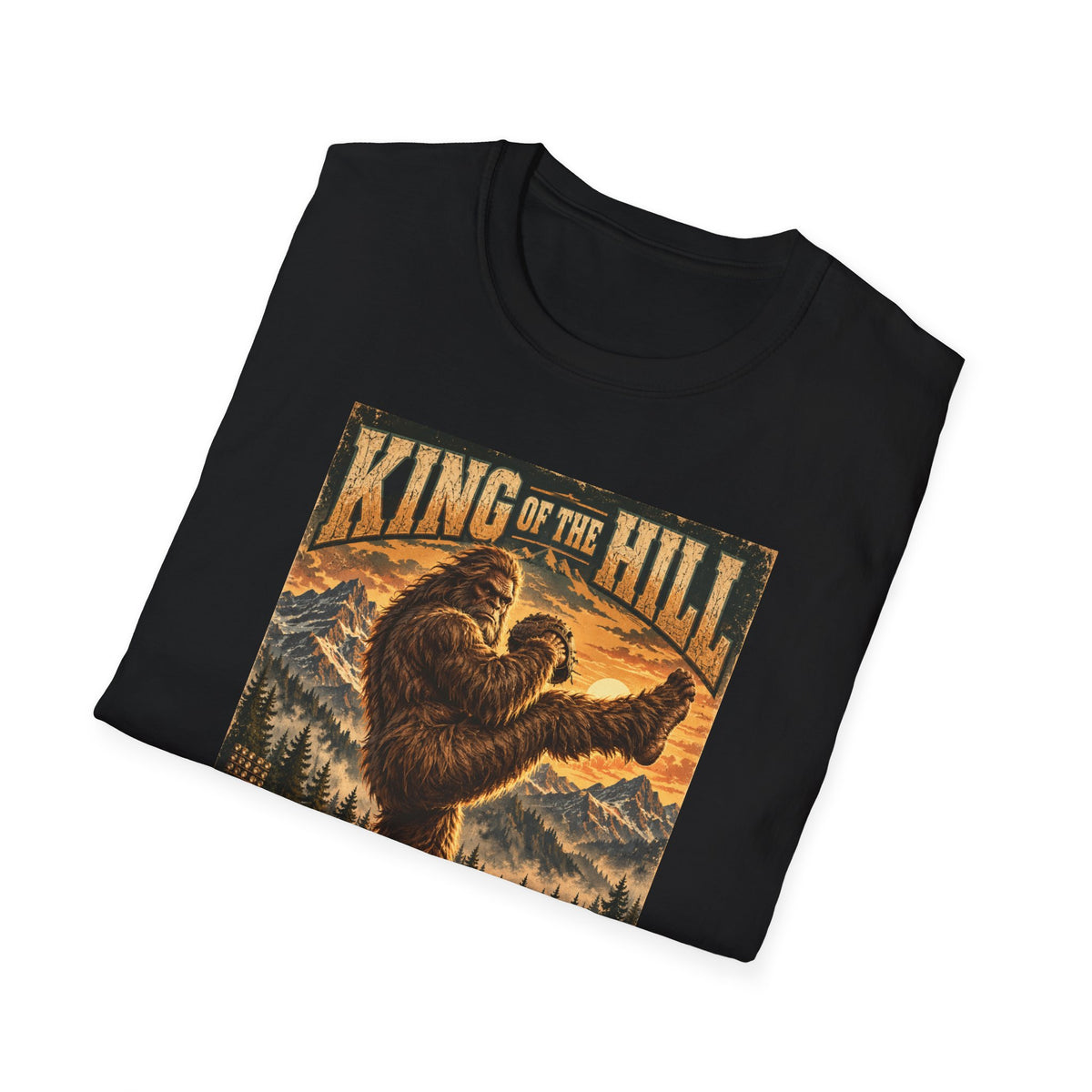 King of the Hill Bigfoot T-Shirt – Vintage Sasquatch Forest Graphic Tee