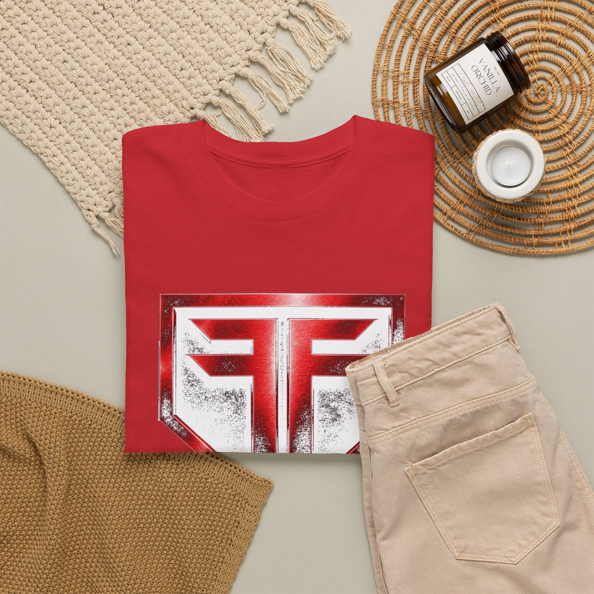 Hero Shield Tee — Red & White Emblem Graphic T-Shirt
