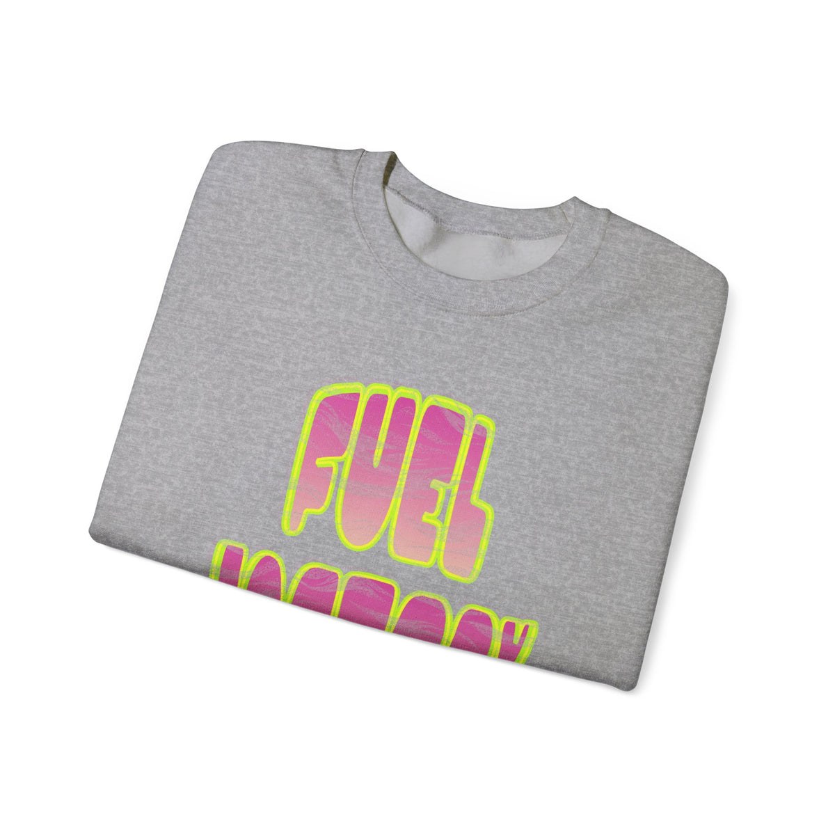 Crewneck Sweatshirt — 'Fuel Factory' Retro Bubble Graphic, Neon Pink & Yellow