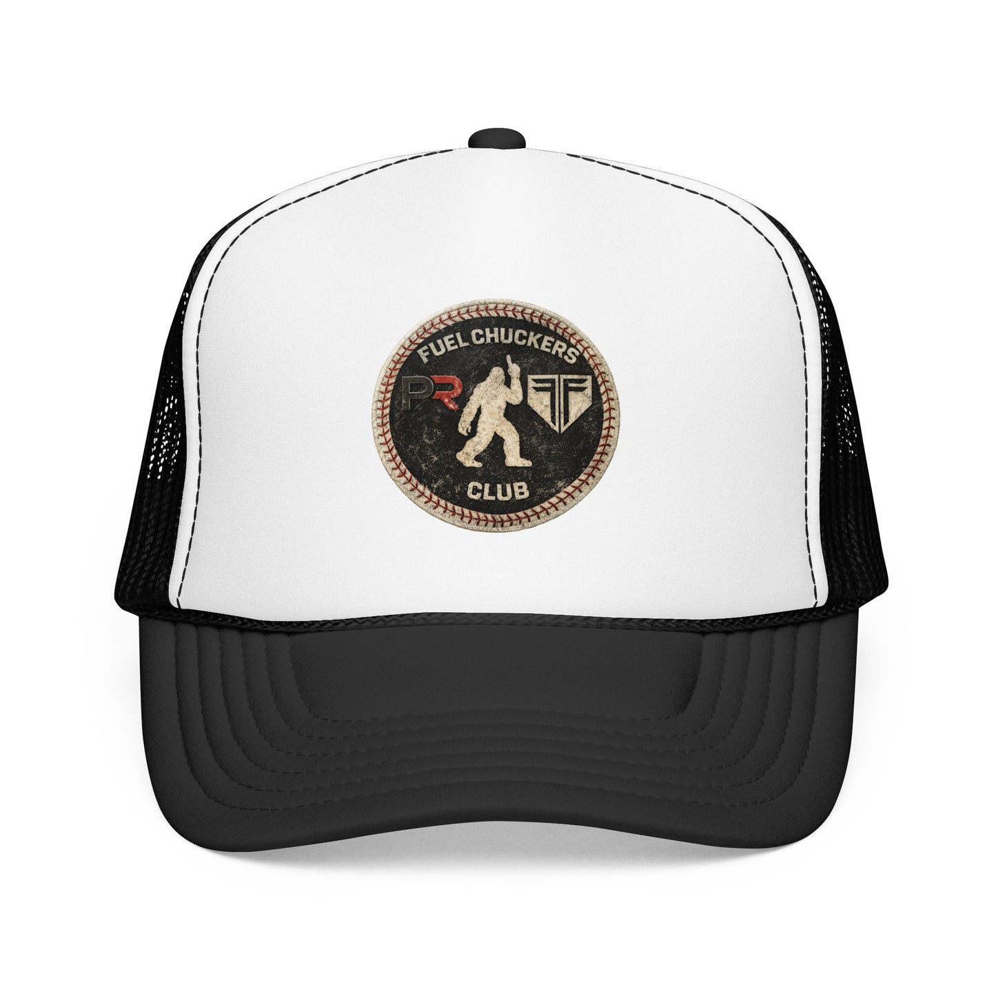 Fuel Chuckers Club Foam Trucker Hat – Retro Patch Bigfoot Design