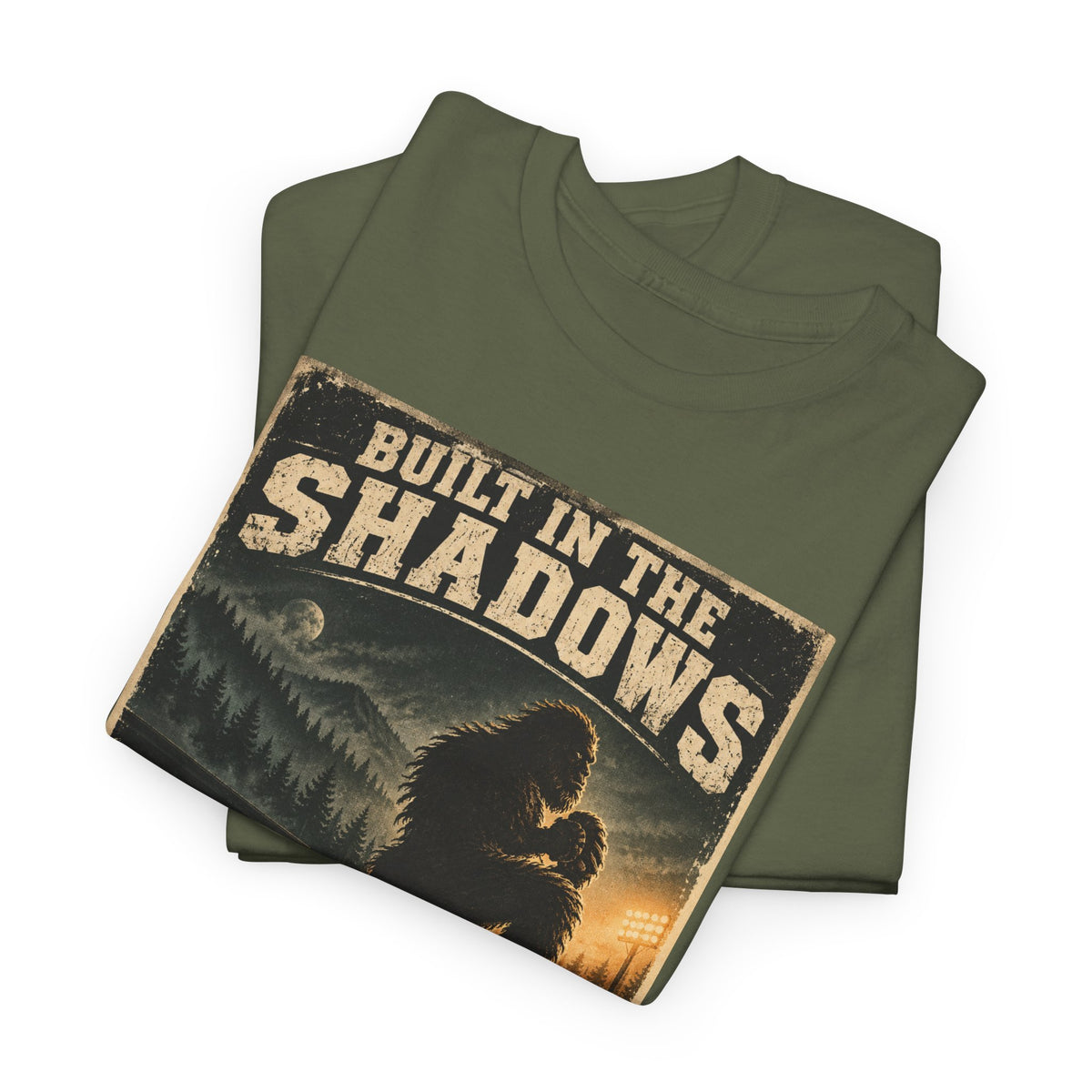 Bigfoot Poster Tee — "Built in the Shadows, Revealed on the Mound" Graphic T‑Shirt
