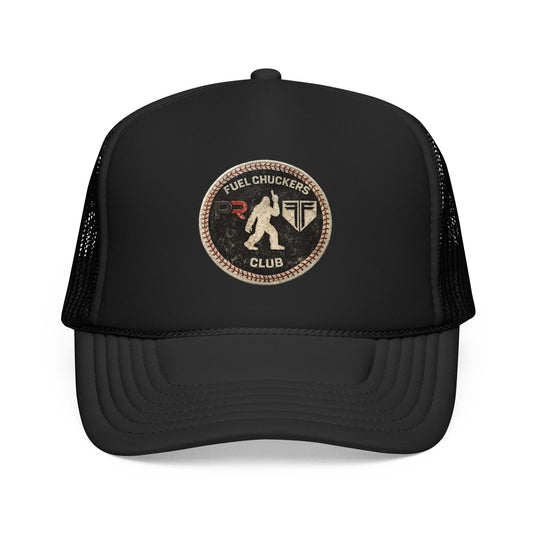 Fuel Chuckers Club Foam Trucker Hat – Retro Patch Bigfoot Design
