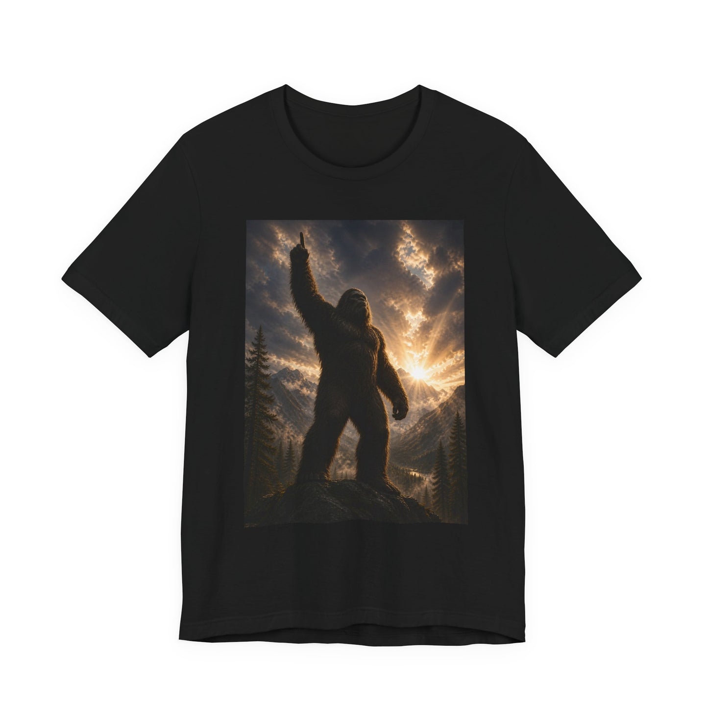 Bigfoot Silhouette Tee — Look Above - One Day Better Mythic Forest Graphic T-Shirt